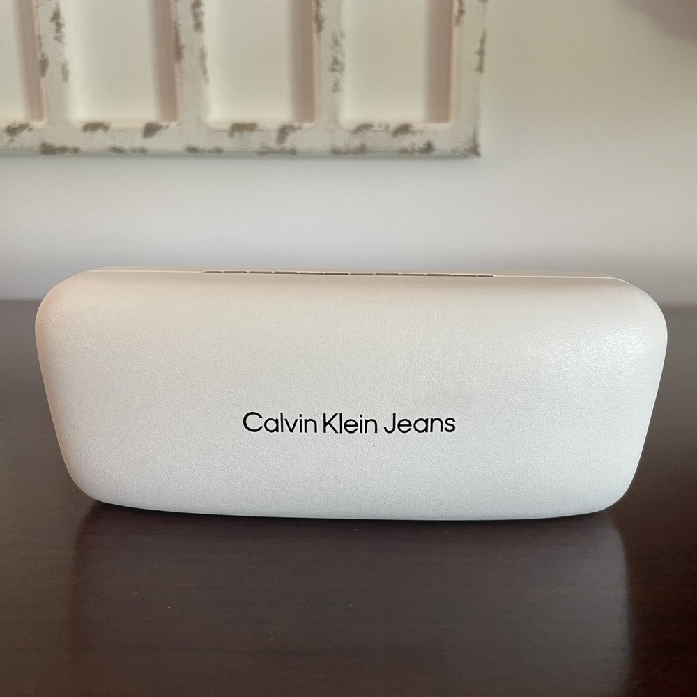 Calvin Klein Jeans Eyeglass Case Faux Leather Minimalist White OS NWOB